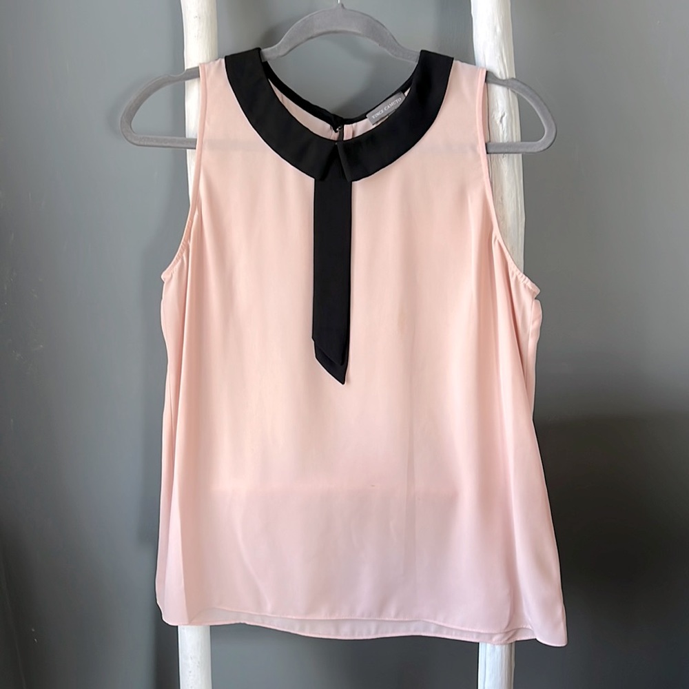 Vince Camuto Pink/Black Sleeveless Blouse
